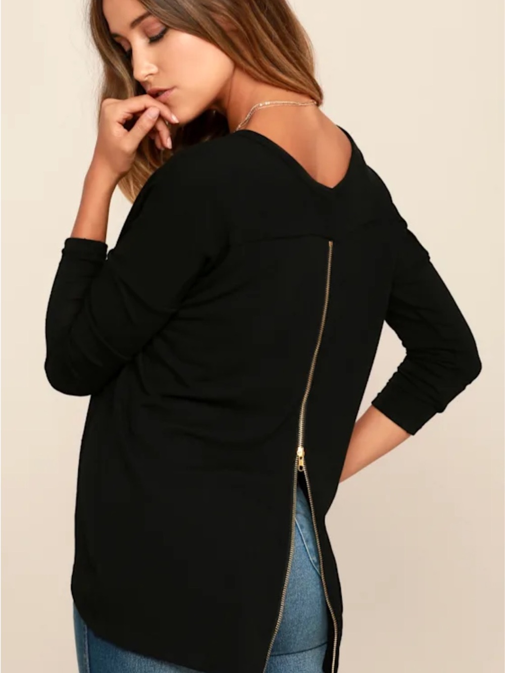 NWOT Lulus Skip to my Lu zipper back shirt, size L